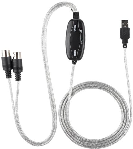 WOHPNLE MIDI zu USB -Kabel, Musik -Schnittstelle Adapter Kordkabel Musikbearbeitungsleitungskabel -Adapter -Konverter kompatibel mit PC, Plug & Play, Musiksoftware