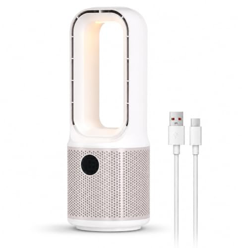 Cuifati Desk Fan Bladeless, 14.2 Inch 60° Oscillation Office Fan Small Quiet, 9 Speed Bedside Table Fan with 3-Level Brightness Night Light for Bedroom Office Home