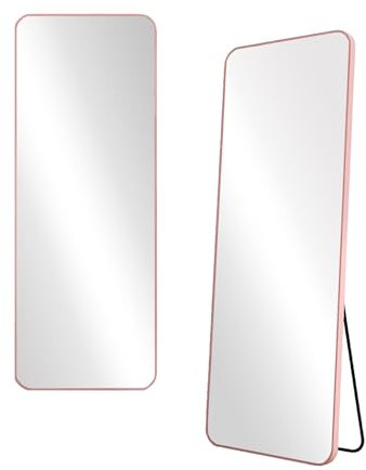 Brigros - Specchio Da Terra O Parete 160x50 Cm Con Telaio In Alluminio Con Bordo, Specchio Lungo Moderno Ideale Per Camera Da Letto, Ingresso In Diversi Colori E Forme (Oro rosa, Rettangolare)