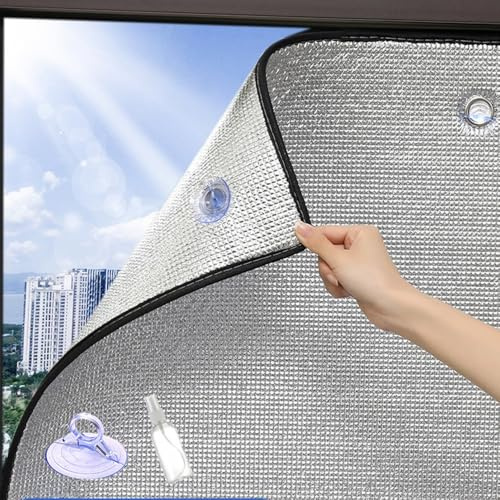 Pellicola per Finestre di Protezione Solare, Protezione della Privacy, Pellicola Isolante in Doppio Alluminio da 8mm, Protezione UV, Pellicola Riflettente per Finestre(110x200cm)
