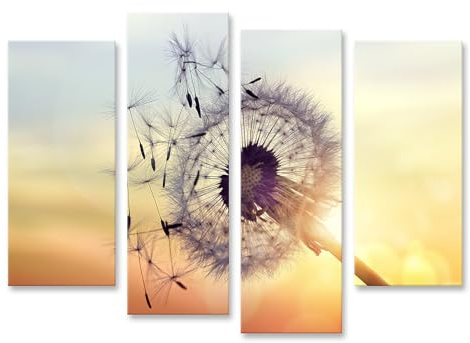 islandburner Bild auf Leinwand Pusteblume im Sonnenuntergang am Horizont mit weichen Farben Bilder Wandbilder Poster