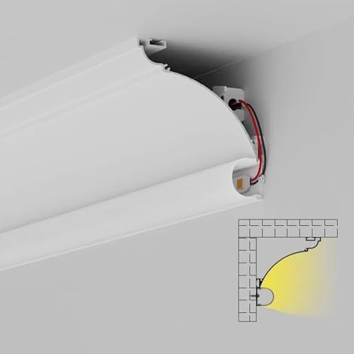 Aluminium-LED-Lichtstreifenkanal Mit Diffusor For Decke Und Ecke, Flexible Schiene For Akzentbeleuchtung In Schlafzimmern Und Fluren, Zierleiste(1 m(3.3ft))