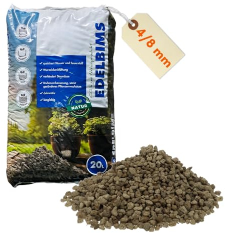 Edelbims 20 L 100% Natürlicher Bimsstein Bims Granulat Bimskies Drainage Pflanzgranulat Hydrokultur Dachbegrünung Mulch Substrat (4/8 mm)