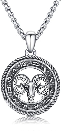 PARYFO 12 Sternzeichen Anhänger Halskette 925 Sterling Silber Oxidiert/Gold Anhänger Sternzeichen Kette Astrologie Schmuck Geburtstag Geschenke für Männer Frauen, mit Edelstahlkette