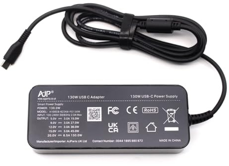 AJPARTS UK New USB C For Dell XPS 15 9500 17 9700 9710 Precision 5550 5560 5570 5750 5760 3550 3560 3561 5530 2 in 1 0K00F5 0M0H25 DA130PM170 HA130PM170 TYPE C Laptop Power Adapter