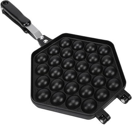 Fockety Bubble Waffle Maker, Non Stick Double Side Aluminum Waffler Iron 15.7x8.5x1.7in Egg Waffle Maker with Anti Scald Stainless Steel Handles, for Breakfast Home Dorm Essential