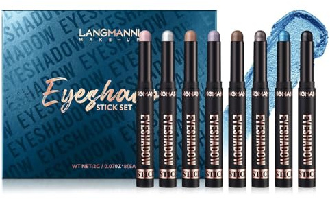 Lissymuse Sombra de Ojos en Barra, 8PCS Resistente al Agua y Duradero Alta Pigmentación Crema Eyeshadow Stick Profesionales Ojos Makeup Sets - Crea Delineadores y Maquillaje de Cejas Larga Duración