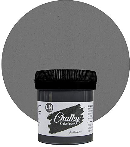 LM-Kreativ Chalky - Vernice a gesso da 100 ml, finitura in vernice a gesso per un look vintage shabby chic, colore antracite, vernice per legno, finitura opaca