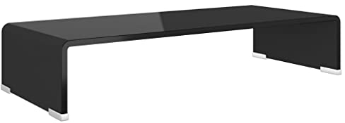 vidaXL Meuble TV de Salon Support pour Moniteur 60 x 25 x 11 cm Verre Noir
