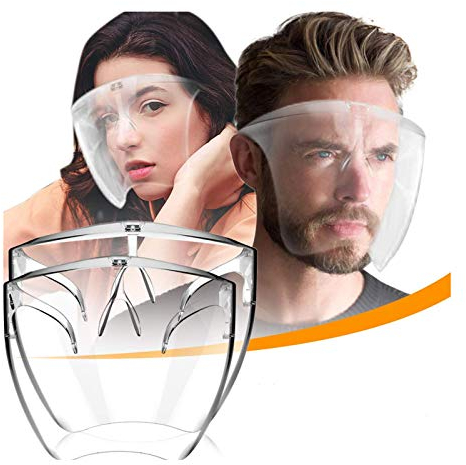 cinnamou Transparenter und Hygienischer Mund Nasen Schutz - Gesichtsvisier Plastik, Wiederverwendbar und Waschbar, Anti-Fog-Öl-Staub Splash Schutzvisier (A-Dame-Herren-2PCS, Transparent)