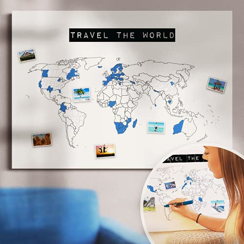 Die SCRATCH MAP Alternative! Nachhaltig, ultralanglebig, made in Germany - TRAVEL THE WORLD - Weltkarte Reiserinnerung, Weltkarte zum rubbeln ist out - Größe 60x40cm