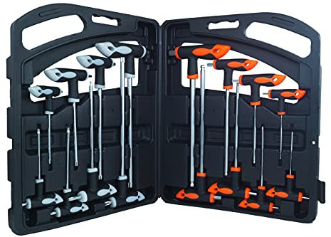 YASTA Set Chiavi a T 16 Pezzi - 8 Chiavini Torx e 8 Chiavi Esagonali Con Impugnatura a T e Scatola