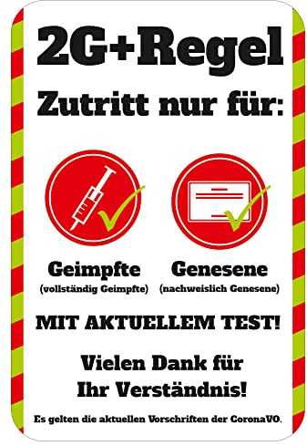 BIKE-label Corona Aufkleber 2G Plus Regel Zutritt für Genesene Geimpfte getestet 130 x 195 mm 900239VA
