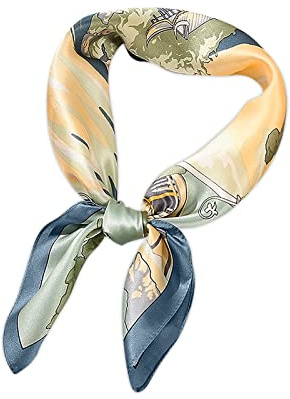 LumiSyne Seidenschal Damen Quadratischer Schal Graffiti Malerei Gedruckte Leicht Satin Retro Bandana Kopfschmuck Halstuch Atmungsaktive Seidentuch Haarband 70x70cm