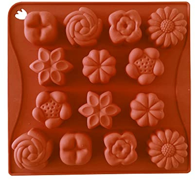 Selecto Bake Moule à chocolat en silicone 14 fleurs, décoration de gâteau floral, fondant, moule à fleurs pour fondant de cire, fournitures de fabrication de bougies roses