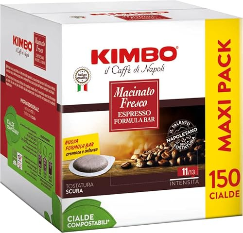 Kimbo Cialde Caffè Compostabili ESE 44mm MACINATO FRESCO, 2 Pacchi da 150 Cialde (Totale 300 Cialde)