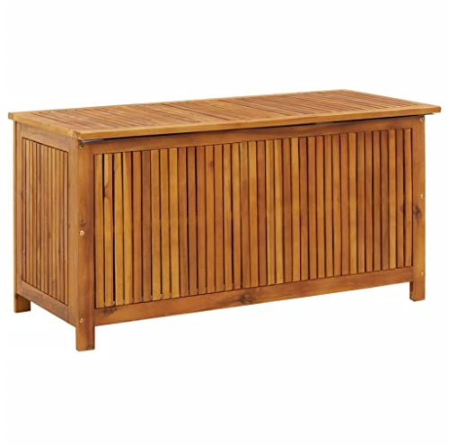 homiuse Garten-Aufbewahrungsbox Auflagenbox Gartenbox Aufbewahrungstruhe Gartentruhe Garten Wasserdicht Gartenbox Klein Auflagenbox Holz 113x50x58 cm Massivholz Akazie Wasserabweisender Auskleidung