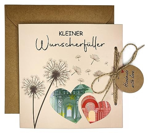 Wunscherfüller Geldgeschenke Verpackung mit Umschlägen als Glücksbringer Grußkarte - Glück verschenken zum Geburtstag Reisen Hochzeit Jugendweihe - Lustige Geschenke für Männer und Frauen