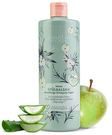 Jean & Len Spülbalsam Aloe Vera - Grüner Apfel, hautschonendes Handspülmittel, milde Reinigung, mit natürlichen Inhaltsstoffen, Spülmittel, ph-hautneutral, ohne Parabene und Silikone, vegan, 500 ml