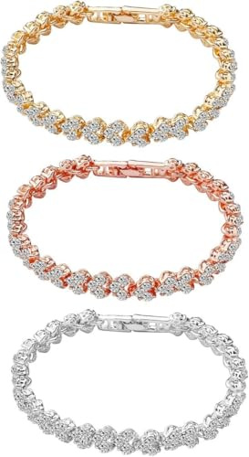 KBRPEY Tennisarmband Set Kristall Armkette Glitzer Armschmuck Damen Armband Schmuckset Strass Kettenarmband