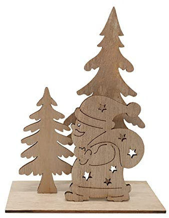Weihnachtsdorf-Szene, Weihnachtsmann, handgefertigter Baum, stehender Baumschmuck, 3D-natürliche Ausschnitte, bewaldete Tischdekoration