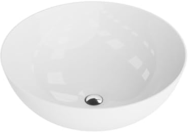 LAVITA Aufsatzwaschtisch Round Aufsatzwaschbecken Rund Waschbecken Ohne Überlauf und Hahnloch Aus hochwertigem Porzellan Waschtisch modernes Badkeramik Waschplatz 41,5x41x14 cm Weiß Glanz