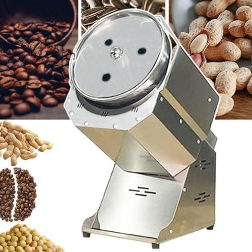 1500 W Edelstahl-KaffeeröSter, Antihaftbeschichtete Elektrische Nuss-Erdnussbohnen-RöStmaschine, Steuerbarer Thermostat/Trommeldurchmesser 21 Cm (42 X 25,5 X 48 Cm),Silver