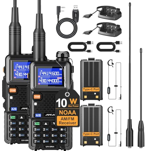 JUCJET UV-5RH Mehrfrequenz-Walkie-Talkie, 999 Kanäle, Taschenlampe, Type-c USB-Ladestation, Hochleistungs-Walkie Talkie für Abenteuer, Outdoor, Camping, Familie (2 Stück)