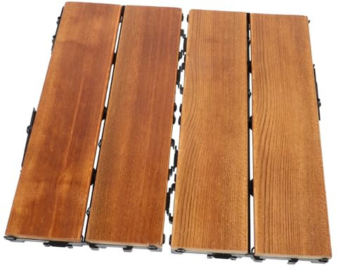 Uonlytech Holzfußboden Für Außenbereich Klick-holzbodenfliesen Für Terrasse Balkon Und Patio Holzterrassenfliesen Mit Praktischem Klicksystem Einfach Zu Verlegen Pflegen