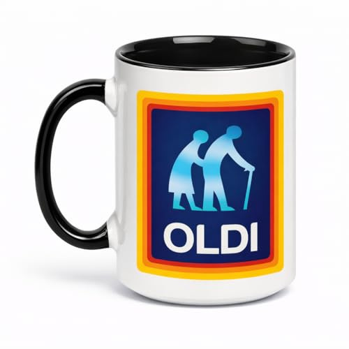Oldi Tasse 325ml - Scherzartikel Geschenkidee für ältere Leute - Vatertagsgeschenk, Geburtstagsgeschenk, Geschenk zu Weihnachten für Freund, Oma, Opa, Papa