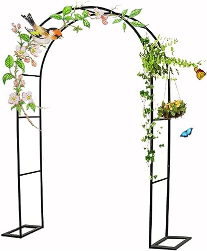 GueTTO trädgårdsbåge bredd 120/140/180/240/300/350 cm rosenbåge metall planteringsbåge, klätterväxter paviljonghylla, med bas, svart, för ytterdörr utomhus, svart, B 280 x H 220 cm