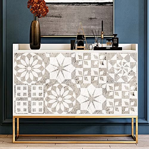 Tile Stickers Muraux Auto Autocollants pour carrelage Géométrie de Fleur Blanche à Coller sur Les Carreaux Autocollants pour carrelage en PVC pour Cuisine Autocollants pour carrelage résistant à la c