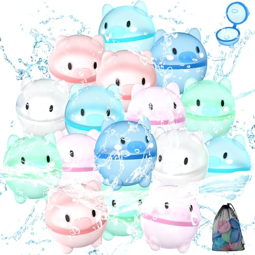 DBPBToU 8/12/16 pcs Gavettoni Riutilizzabili, Giochi acqua Bambini, Giochi piscina bambini, Estivi per la Piscina, Spiaggia all'Aperto (16-pcs)