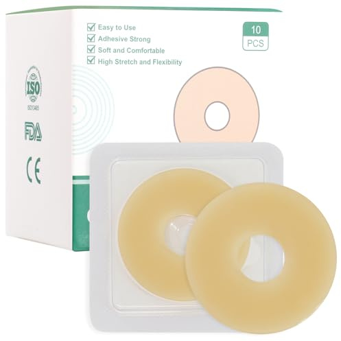 Ostomy Barrier Rings - Outer Diameter 2 (50mm) 2mm Thickness,Moldable Ostomy Rings,Hydrocolloid Skin Extender Rings for Colostomy Bags,10 Count