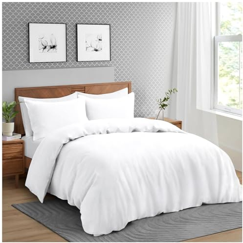 GC GAVENO CAVAILIA Microfiber Duvet Covers King Size Bedding Sets - Plain Dyed Quilt Cover Set (230x220 cm) with Pillowcases - Breathable - Anti Allergic Bedding - White