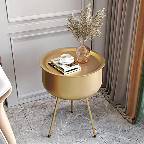 FGDIUCVN Round Coffee Tables, with Storage Space Side Table Modern Night Stand Home Decoration Modern Style Sofa Side Table,Yellow
