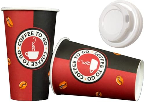 Made in DE, 1000 x 90mm 300ml Kaffeebecher to go, Coffee 0,3 L Cup +Deckel | Einweg Papppbecher 12oz