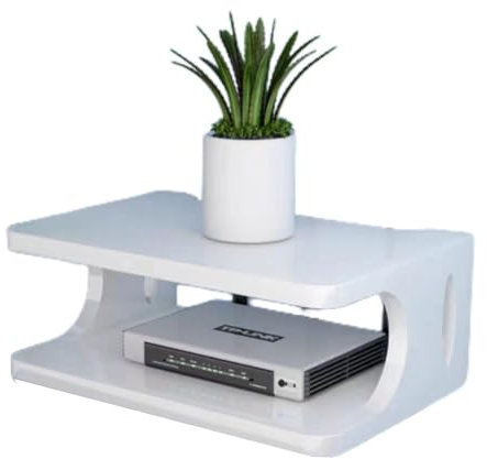 Router Storage Box Wall Mounted TV Shelf Multimedia Storage Shelf WiFi Storage Rack For TV Components Cable Boxes Routers Remotes Game Consoles(White)