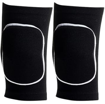 HEUchuan Knee Protectors 1 Pair Sports Knee Pads Adults Kid Dance Knee Protector Elastic Thicken Sponge Knees Brace Support For Gym Yoga Workout Training(Black White,L)