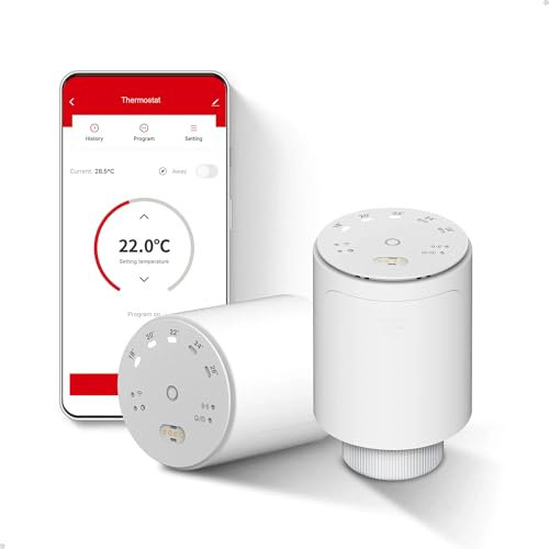 ECOBAY GEM Smart Heizkörperthermostat 2er-Pack, Zigbee TRV Erweiterung, Thermostatventil für Heizkörper, Tuya App- & Sprachsteuerung (Alexa, Google Assistant), Energiesparend