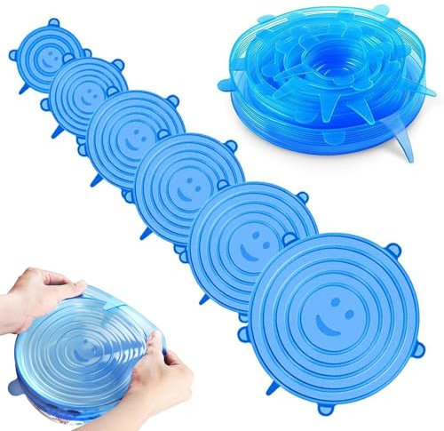 Coperchi In Silicone Estensibile, 6 Pezzi Riutilizzabile, Stretch per Barattoli Ciotoledurevoli/ecologici/riutilizzabili/, per Microonde/Forno/Lavastoviglie