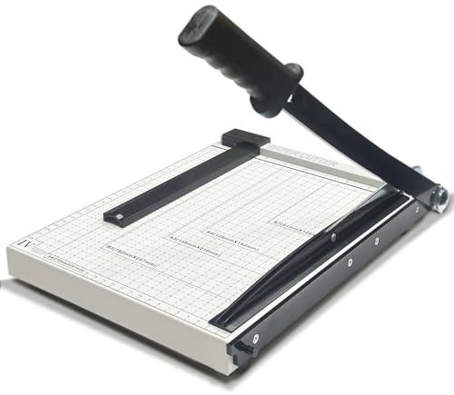 Guillotine Paper Cutter A4, 12 Heavy Cardboard Cutting Paperduty | with Metal Base Trimmers, Tool To Cut Perfect Papercut Photo Coupon Label Cardstock