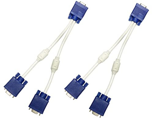 SHINEOFI 2pezzi Cavo Adattatore Video Vga Splitter Maschio Femmina Per Monitor Tv Cavo Splitter Video Vga Doppio Per Doppio Monitor