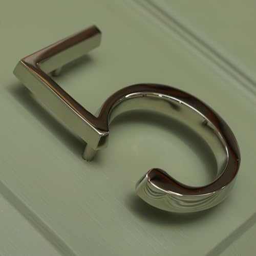 Polished Nickel Floatinig House Number | 5 inch Modern Door Sign Numbers Signs Plaques | Street Home Address Numerals