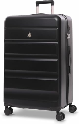 Aerolite Koffer Groß 77cm 100L Leicht Hartschale ABS 4 Rollen Spinner Reisekoffer Trolley L Größe mit TSA Zahlenschloss für Aufgabegepäck (Schwarz)