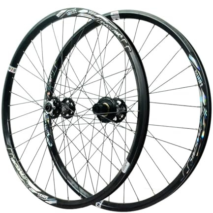 Ruota Anteriore E Posteriore per Mountain Bike 24 26 27,5 29 Perno Passante 15 * 100/12 * 142mm, Set di Ruote con Freno A Disco, Cerchi in Lega di Alluminio, HG 7-12 velocità, 360 Clic(Black,24)