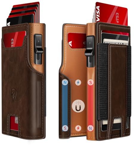 RUNBOX Wallet for Men 9-13 Cards RFID Blocking Slim Pop-Up Card Holder