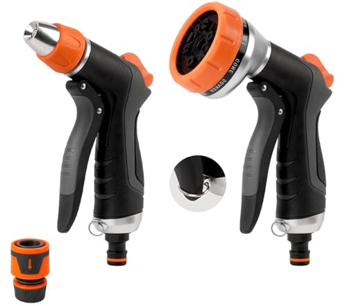 Hoofun 2pcs Hose Pipe Spray Gun, 10+2 Pattern & Water Flow Control, Garden Hose Spray Nozzle Gun with Quick Connector Fatigue-Free Watering for Car, Lawn, Plants, Patio, Pet Cleaning