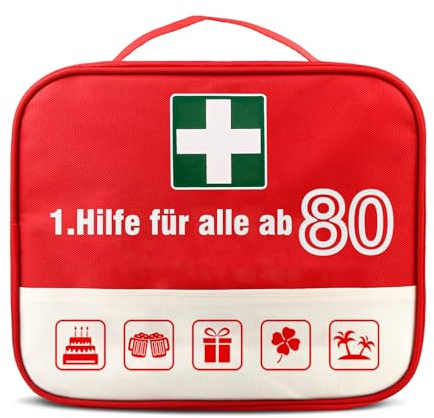TUZELIYA Originelle 80 Geburtstag Geschenk Männer & Frauen - Lustige 1. Hilfe Tasche zum 80. Geburtstag - 80.Geldgeschenke Geburtstag - Personalisierbares Geschenk