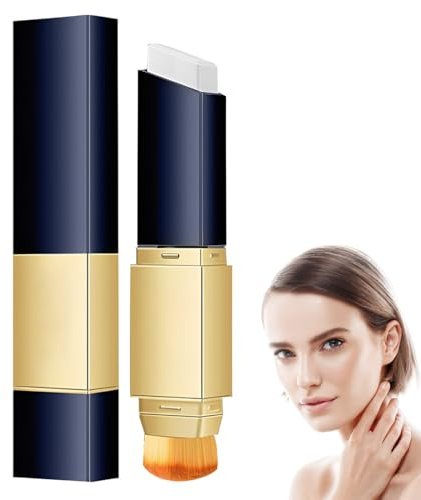 Reccisokz 2-in-1 Farbwechsel Foundation Stick mit Pinsel | Selbstanpassende Deckkraft | Feuchtigkeitsspendender Make-up Stick | Für natürlichen Teint | Leicht & Tragbar(Elfenbeinweiß)